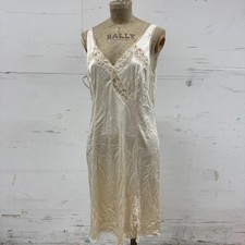 Vintage Ivory Satin Slip with Lace Insets - Approx Size S/M