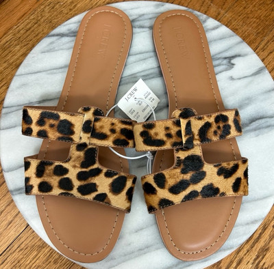 J. Crew Animal Print  Leo  Flat Sandals NWTSize 9