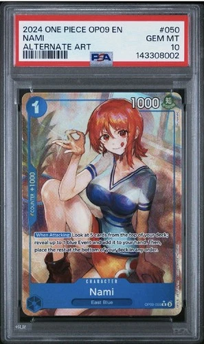 2024 ONE PIECE OP09-EMPERORS IN THE NEW WORLD ALTERNATE ART #050 NAMI PSA 10