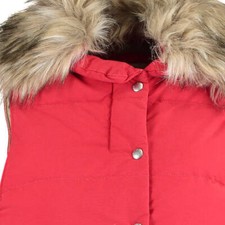 100% Ralph Lauren Gilet Red Duck Down Sleeveless Jacket Fur Collar Xl Bnwt