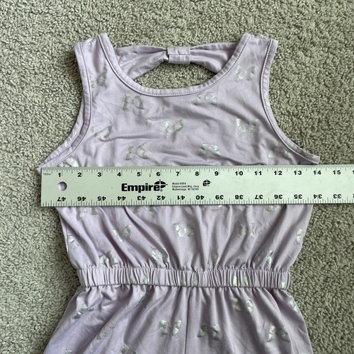 Poof Girls Jumpsuit Sz Large L 7-8 Lavender Silver Metallic Butterflies Uni Suit - Picture 7 of 7