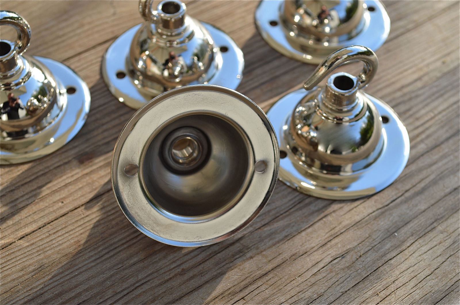 SET OF 5 ANTIQUE STYLE CHROME LIGHT ROSE HOOK CEILING HOOK CHANDELIER