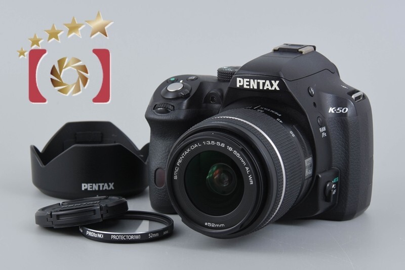 Very Good!! Pentax K-50 Black 16.3 MP Digital SLR Camera 18-55 