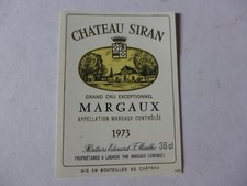 étiquette VIN CHÂTEAU SIRAN  grand cru exceptionnel  1973  MARGAUX  36 cl