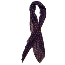 Women's Stylish Long Lightweight Polka Dot Fashion Scarf Blue Orange 72" x 36"