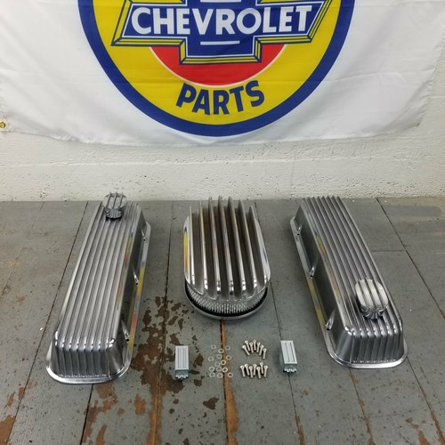 Chevy BBC 15 Deep Finned AC Valve Covers Engine Dress Up Kit Breathers