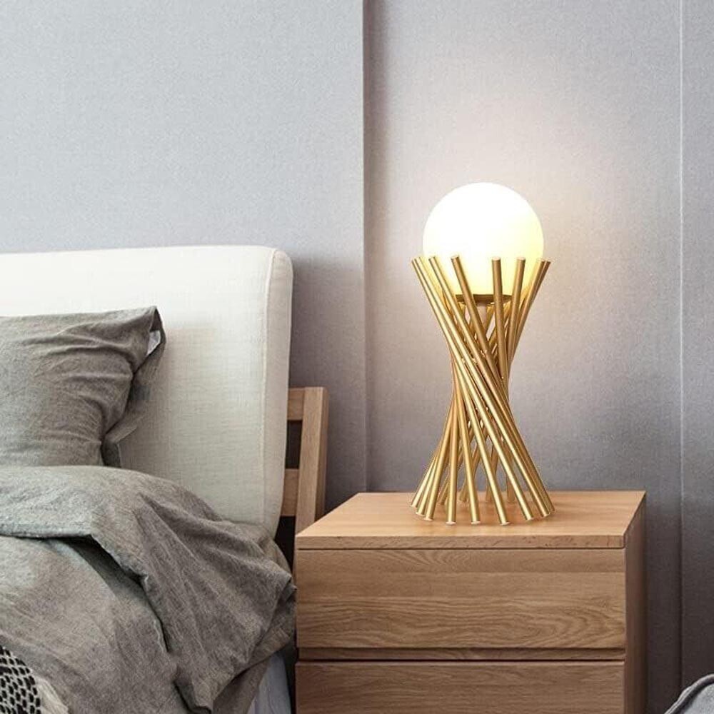 Lampada da tavolo in metallo tubolare sfera G9 lume moderno bronzo d32 - 4