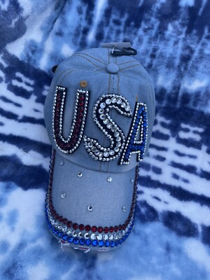 Rhinestone Baseball Cap, Bedazzled Distressed Denim Hat, Sparkle Bling Cap for Popfizzy Womens Bling Cap, Rhinestone Baseball Cap, Girls  main image 2