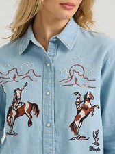 Wrangler Womens Embroidered Boyfriend Western...
