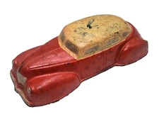 Vintage 1930's Sun Rubber Co Red Dodge Sedan Toy Car 4"