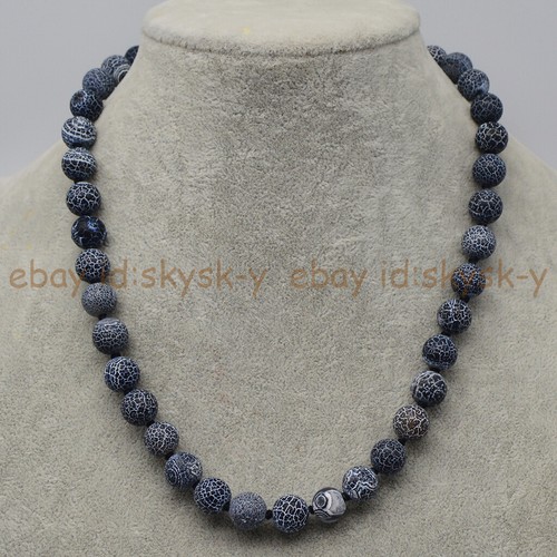 10 Colors 6mm Natural Matte Dream Fire Veins Agate Round Gemstone Bead Necklace - 18", Silver Plated, Lobster Clasp