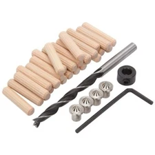 34pc. 1/4" Doweling Accessory Set: Pins, Centers, Bit, Collar & Wrench -FREE S&H