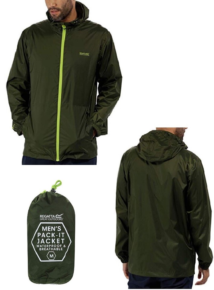 REGATTA MENS LIGHTWEIGHT BREATHABLE WATERPROOF JACKET IN A BAG XSMALL