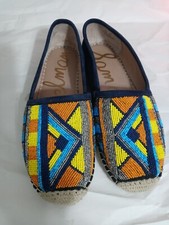 Sam Edelman MARIS Navy Blue Suede Beaded Espadrille Loafers
