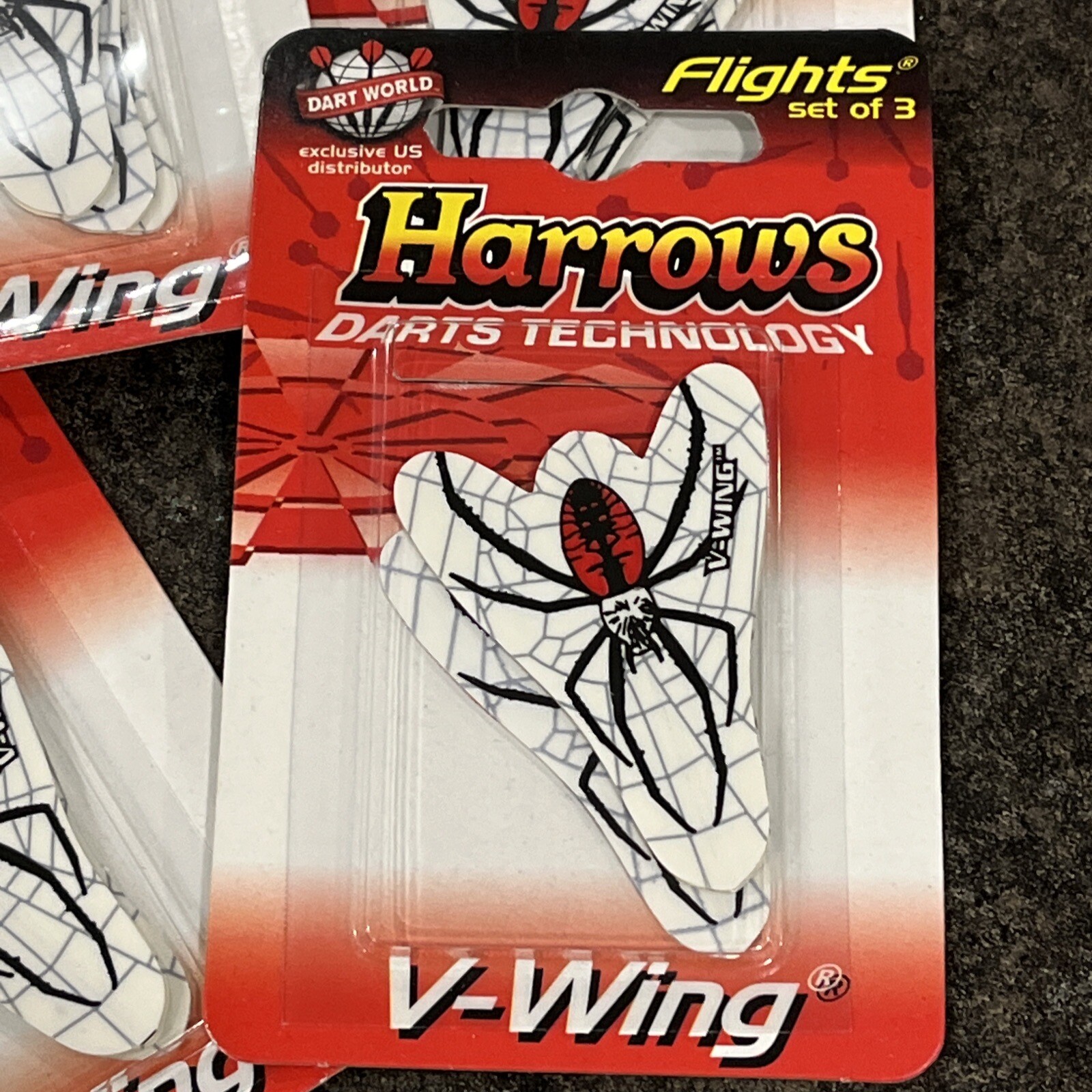 5 Sets Harrows VWing Dart Flights NOS Ships w/ Tracking Spider Red