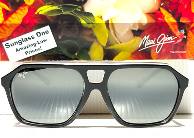 NEW Maui Jim WEDGES Gloss Black Crystal POLARIZED Grey GLASS Sunglass 880-02