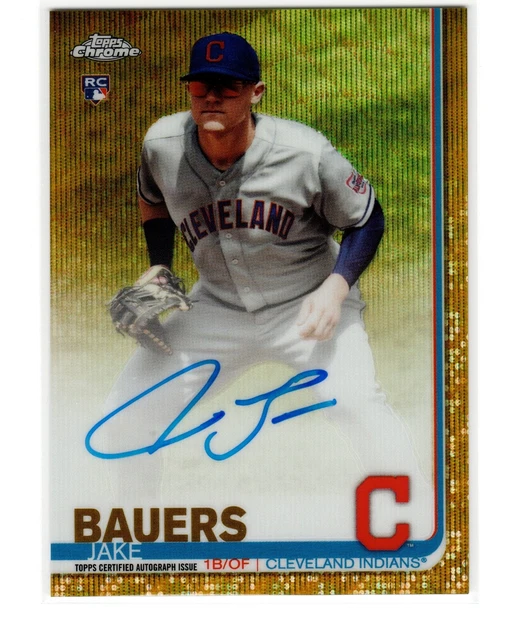 Jake Bauers RC 2019 Topps Chrome 1st RC Auto Gold Wave Refractor #/50 Brewers