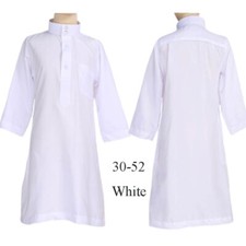 Muslim Kids Boys Traditional White Jubba Thobe Arab Dishdasha Dress Kaftan Robe