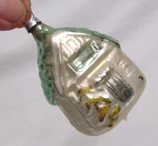 Germany Antique Green Glass House Cottage Vintage Christmas Ornament 1950's