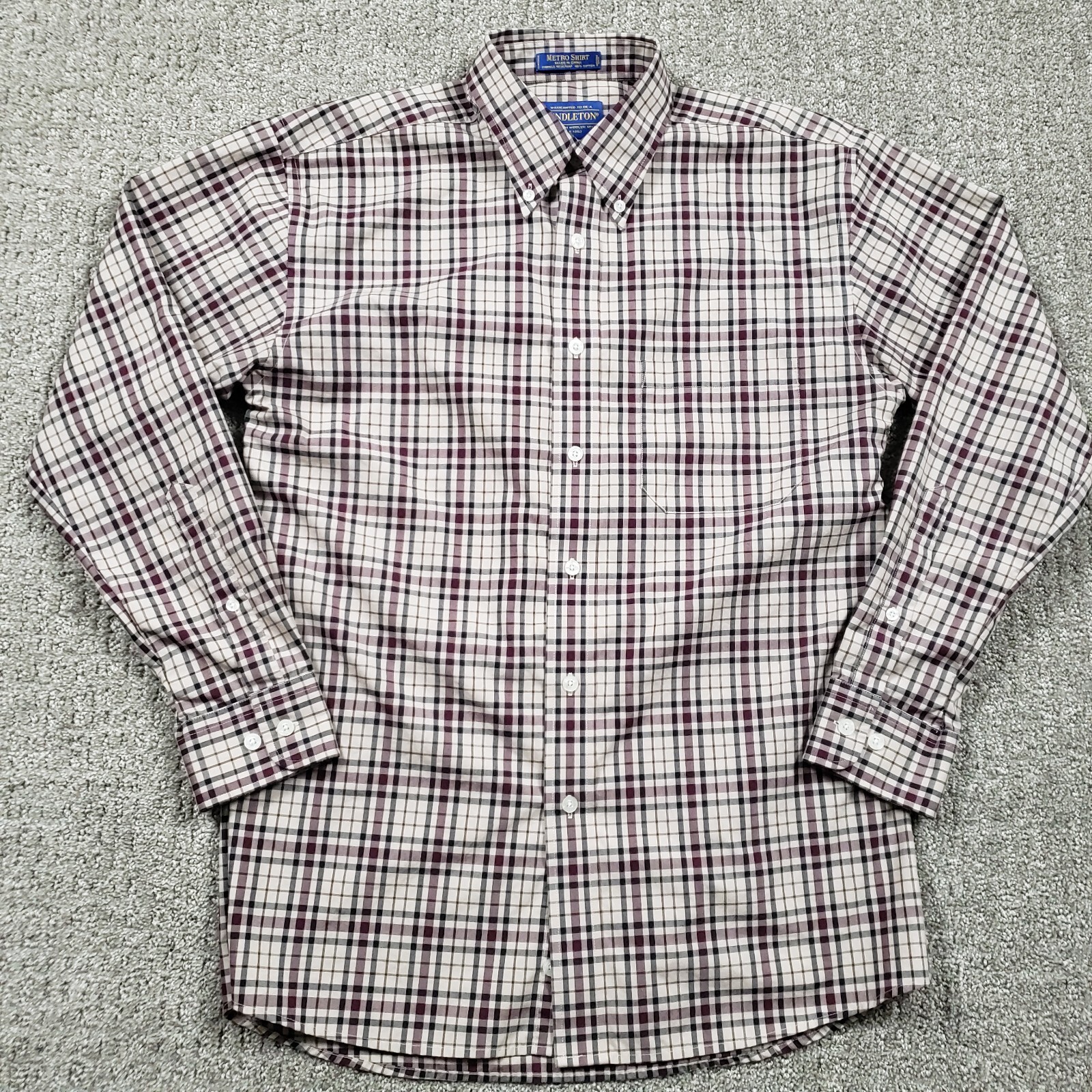 Pendleton Shirt Mens Medium Brown Button Down Met… - image 2