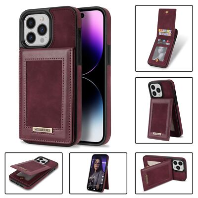 For iPhone 14 Plus 13 12 11 Pro Max Shockproof Leather Wallet Card Holder Cover