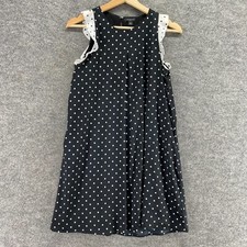 Ann Taylor Dress Women PS Petite Black Polka Dot Shift Short Sleeveless Midi