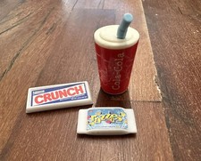 TYCO Kitchen Littles Barbie Food Snacks - Candy/Soda- Coca-Cola, Crunch, Razzles