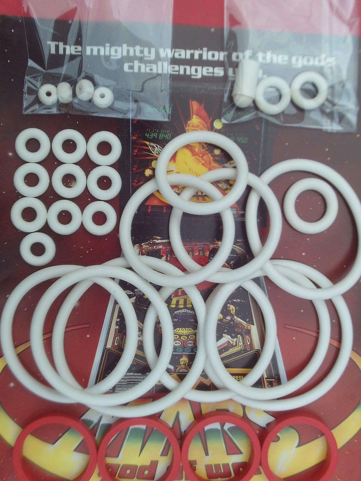 Pièces Gottlieb Mars God of War kit élastiques et doigt de flipper rouge