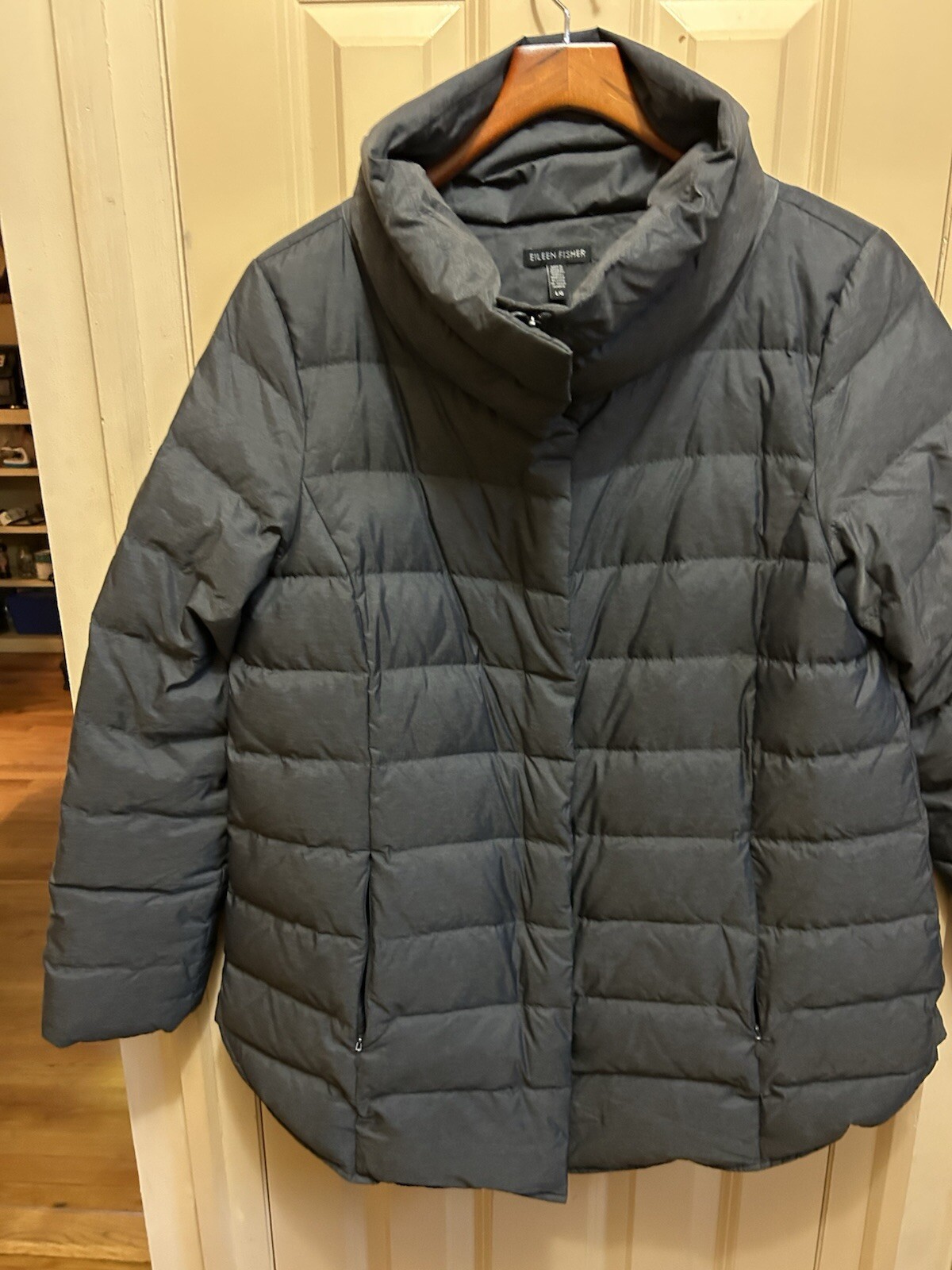 Gray Down Filled Puffer Jacket Coat With High Fun… - image 9