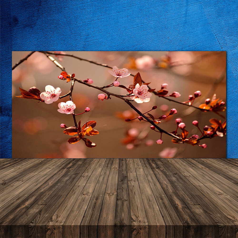 Crédence de cuisine en verre panneau 120x60 fond de hotte Nature Branche De Fleurs