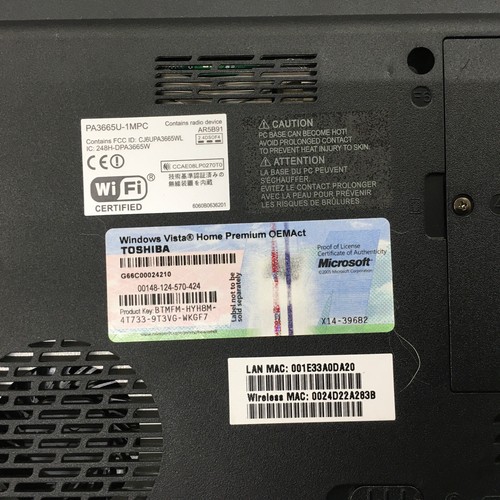 Toshiba Satellite Laptop L300D-044, Model No. PSLC8C-04401R c5 - Picture 6 of 7