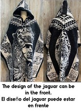 Mexican Double Sided PONCHO Aztec Jaguar Poncho Mexicano Azteca Y Jaguar