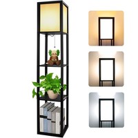 Stehlampe Aus Holz, Stehleuchte Mit Regal 3 Farbtemperaturen 3000-5000K,