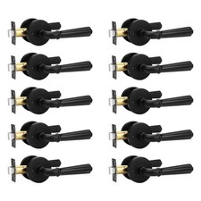 Orger 10 Pack Matte Black Interior Door Handle Round Privacy Door Lever Keyless,