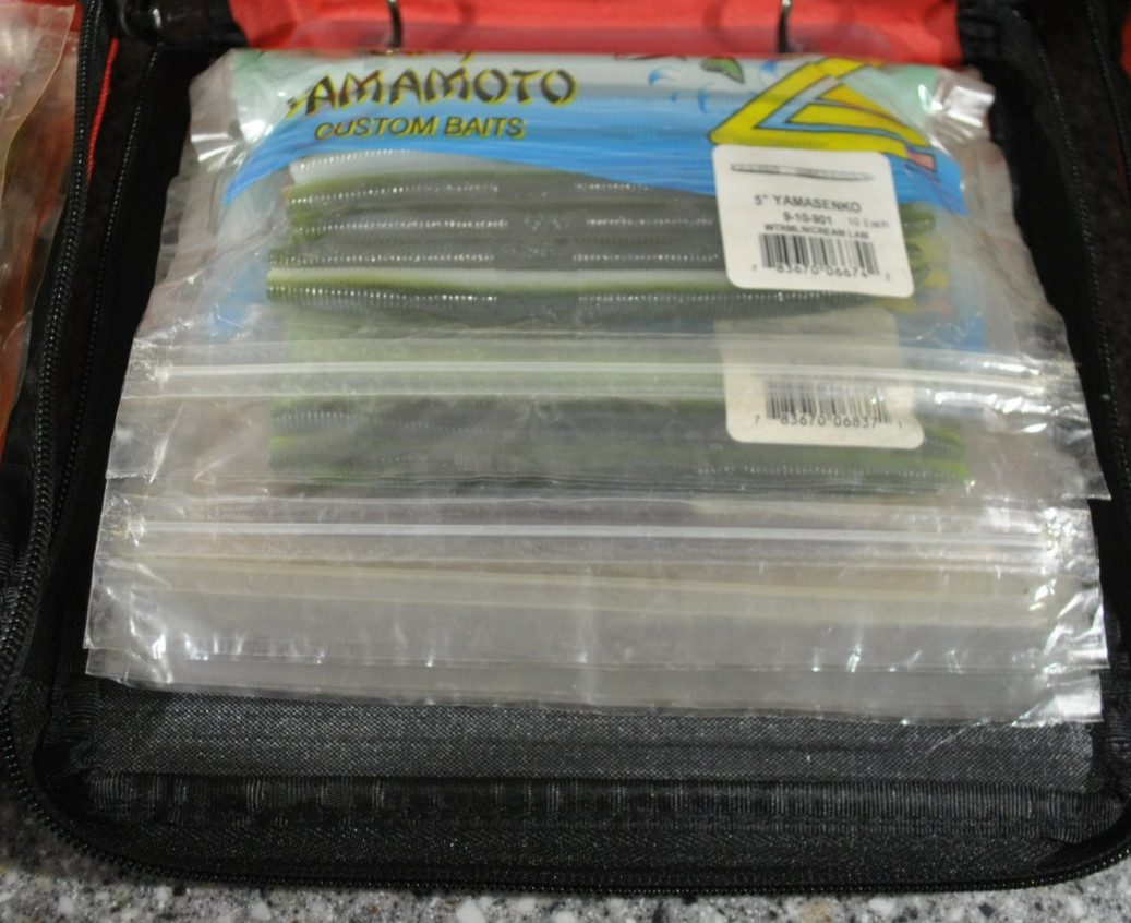 3-Red Tackle Logic Fishing Tackle Soft Bait Binder Organizer w/Worms MUST SEE!