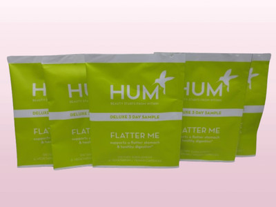 HUM DELUXE 3 DAY SAMPLE FLATTER ME DIETARY SUPPLEMENT 6 VEGAN CAPSULES  5PCS