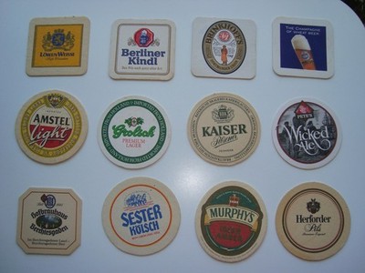 12 Beer Brands Vintage  Carbboard Coasters Amstel Herforder Berliner Kaiser Etc.
