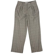 Nine West Womens High Rise Wide Leg Glen Plaid Pleated Dress Pants Gray Size 10