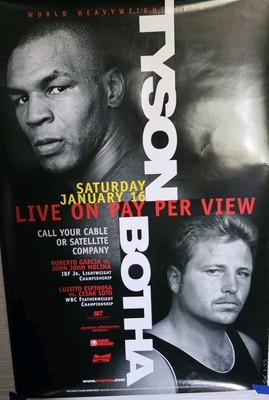 Vintage Original Iron Mike Tyson vs. Frans Botha Boxing Fight Poster