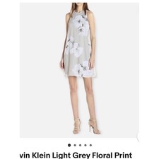 Calvin Klein Light Gray Floral Mini Dress