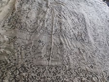 Quacker picot edge linen tablecloth 64" x 84" vtg