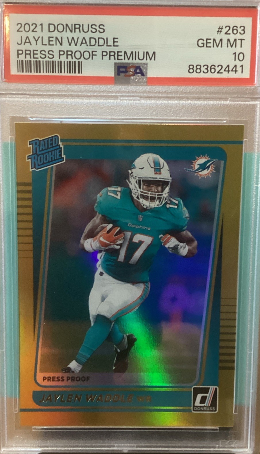 2021 Panini Donruss - Jaylen Waddle (RC) Rated Rookie Press Proof Premium #263