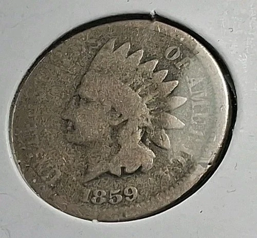 1859-P INDIAN HEAD SMALL CENT, GOOD CONDITION, RARER COIN, NICE STARTER, FREE SH