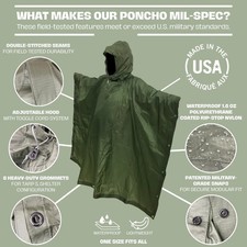 Green Military Poncho ORC Industries Mil-Spec