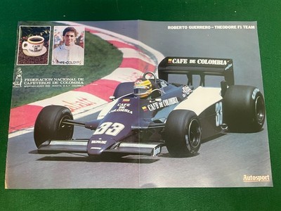 ROBERTO GUERRERO THEODORE F1 TEAM POSTER CAFE DE COLOMBIA WERBUNG A4X2 DATEI XXV