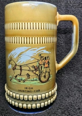 Vintage Wade Irish Porcelain Irish Jaunting Car Tankard Mug Shamrock Mark Pub 