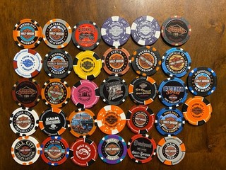 Harley Davidson Dealership Poker Chips Lot Of 32 Multiple States NO Doubles