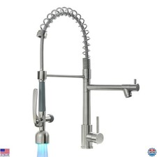 Brushed Nickel Pull Down Kitchen Faucet with LED Light, Single Handle Sprayer