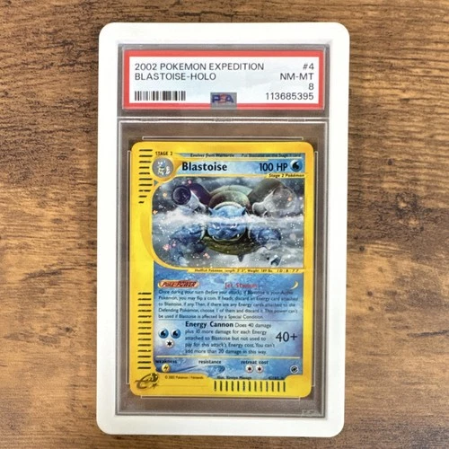 Pokémon Blastoise Expedition Base Set Holo Rare PSA 8 4/165 🌀 DOUBLE SWIRL 🌀