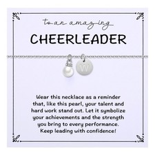 Initial W Necklaces for Cheerleader, Pearl Necklace Gifts for Cheerleading Squad
